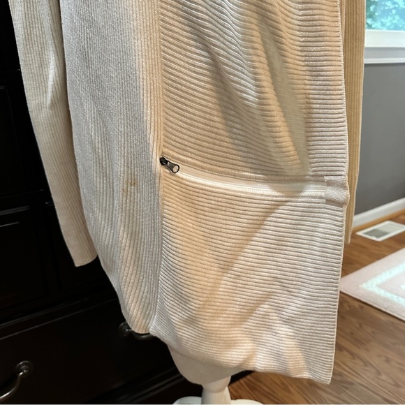 Lululemon Ribbed Wrap It Up Cardigan Sweater Beige Open Front Longline Size 12 - Picture 4 of 16